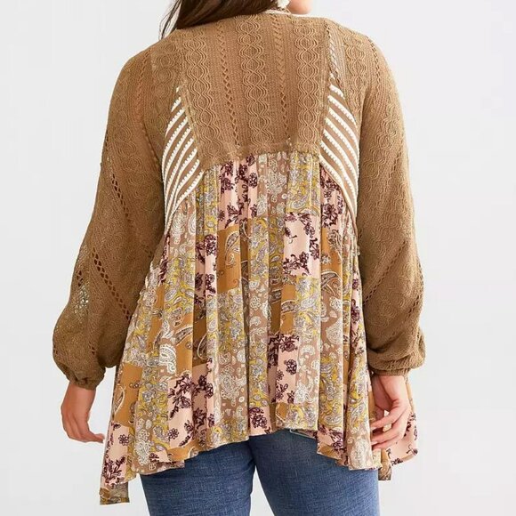 Miss Me Pieced Crochet Cardigan Bone Beige M - Picture 2 of 2